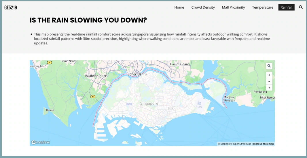 Rainfall view from the Transit Comfort Dashboard project